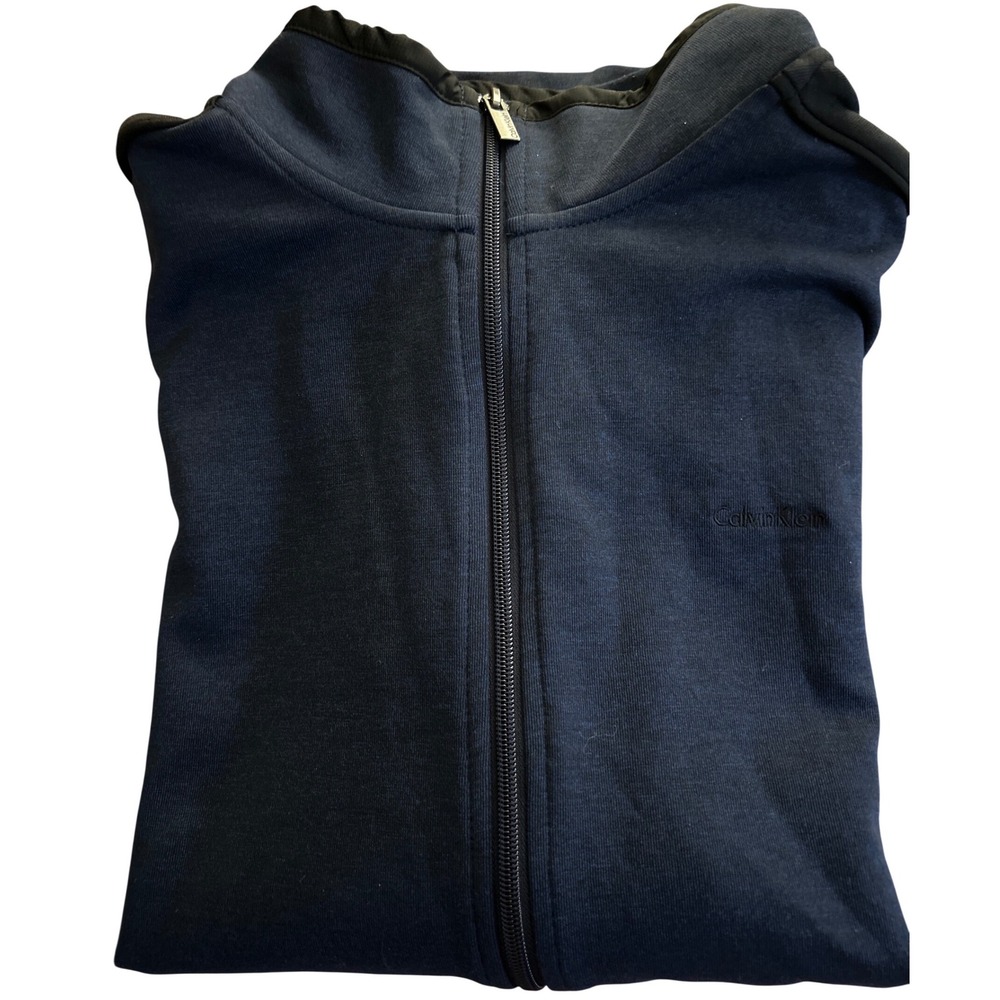 Calvin Klein Mens Navy‎ Blue Full Zip Track Jacket Contrast Shoulder XL